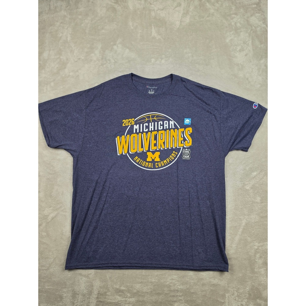 Champion T-Shirt Mens XL Blue‎ Michigan Wolverines 2026 National Champions NCAA